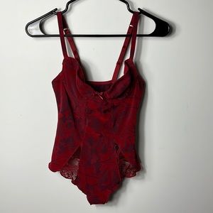 VINTAGE 90s romantic red wine bodysuit lingerie